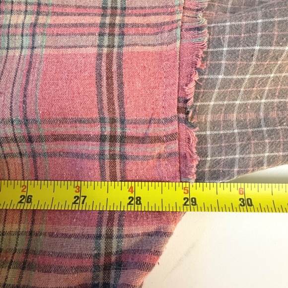 Bad Little Country Girl Tina Patchwork Plaid Boho Western Pink Brown XL Frayed - Picture 6 of 7